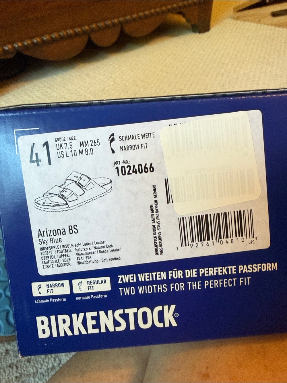 Birkenstock Sky Blue Suede Arizona Sandals - Picture 12 of 12